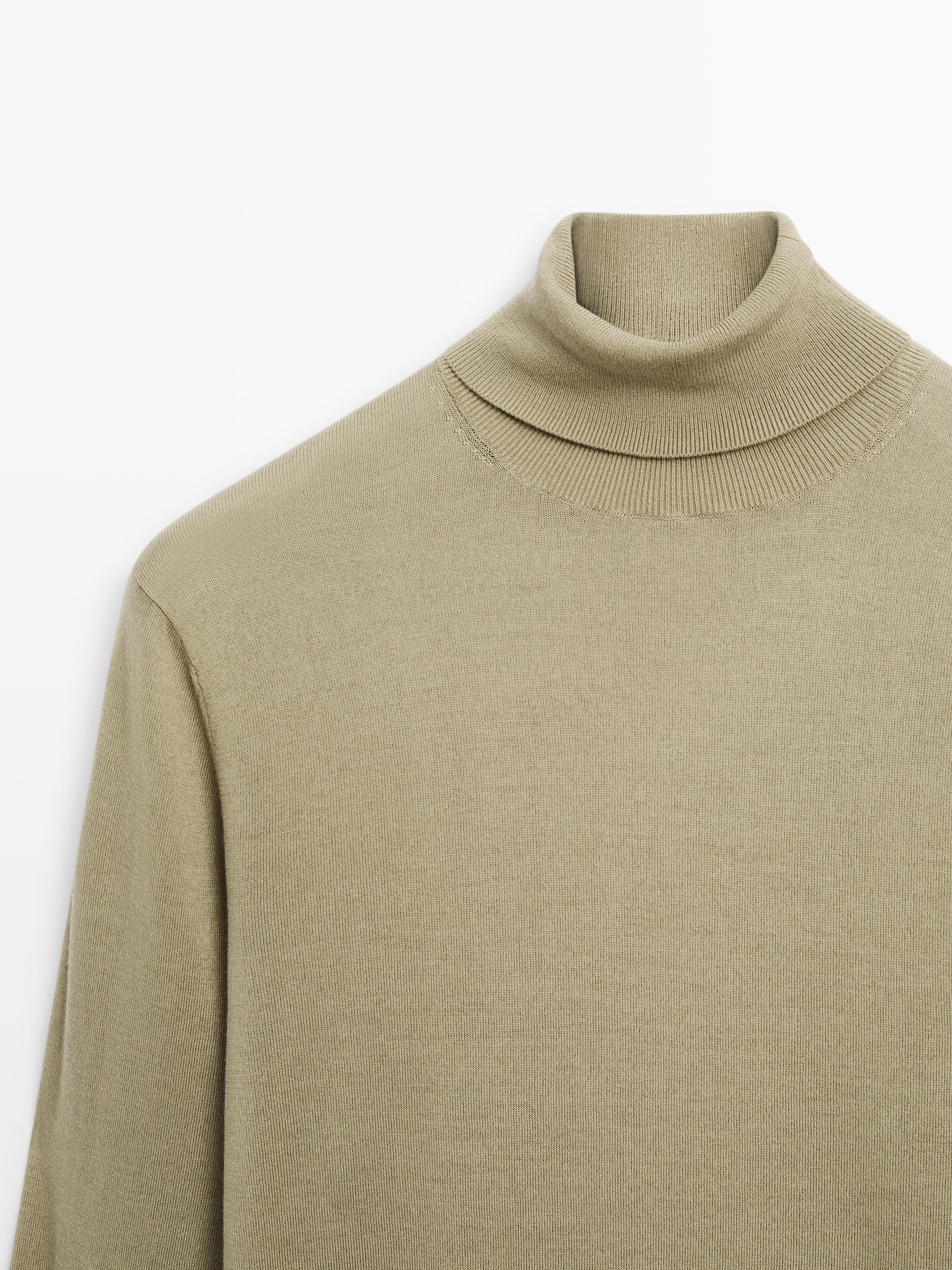 Wool blend high neck knit jumper